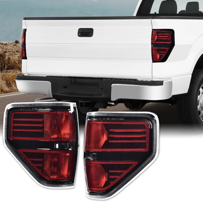 G-PLUS LED Tube Headlights Assembly & Rear Tail Lights Compatible with Ford F150 2009 2010 2011 2012 2013 2014 (Clear Lens Chrome Housing Headlights + Tail lights)