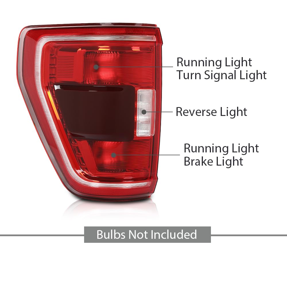 G-PLUS LED Tail Light Rear Brake Lamp Left Compatible with Ford F150 XLT 2021-2023 w/Blind Spot Fit for w/Factory Incandescent Model Red Lens Luces TraserasAssembly
