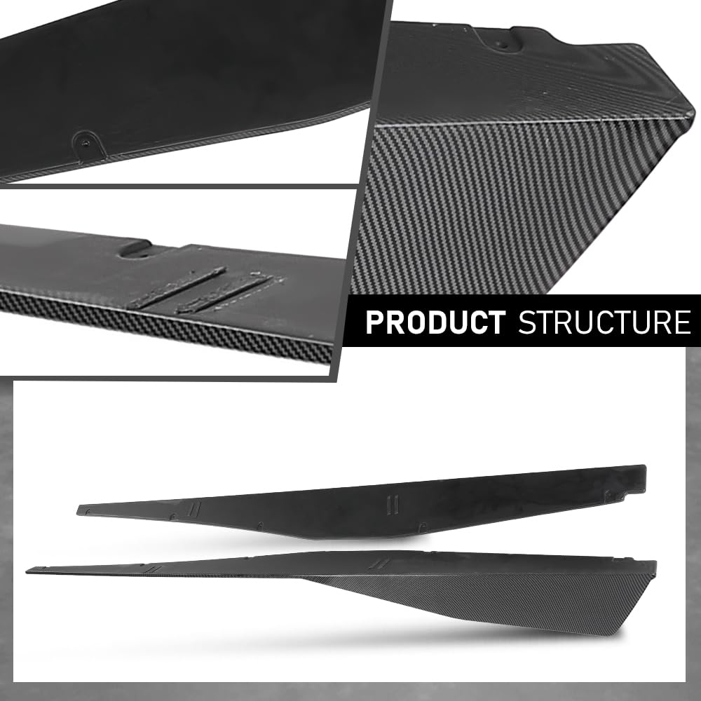G-PLUS Side Skirts Extension Lip Splitter Compatible with Chevy Corvette C8 Stingray Z51 2-Door 2020-2023 Carbon Fiber Black