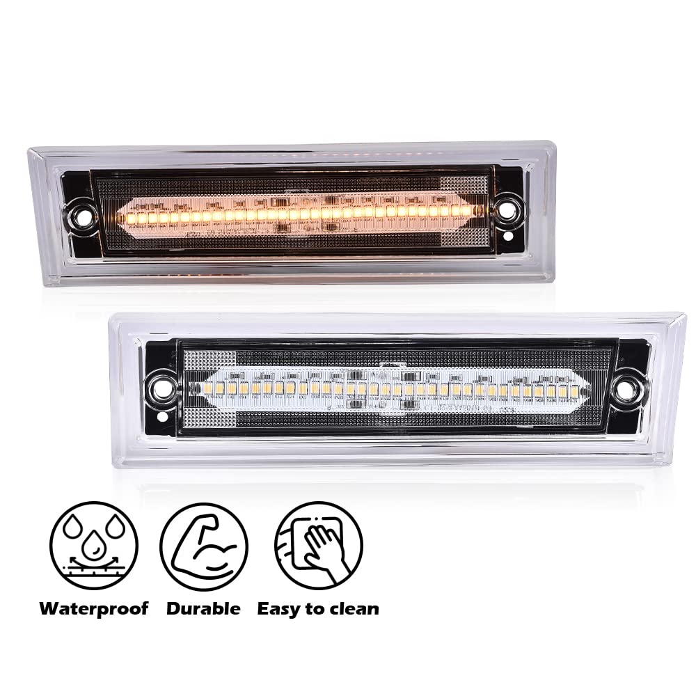 G-PLUS Amber LED Marker Light Compatible with Chevy C10 C20 C30 GMC 1981-1991 GM2550115, GM2551107 Clear Lens Front Side Marker Lamp