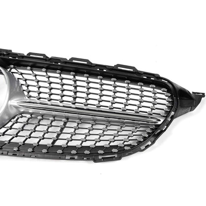 Diamond Style Front Bumper Grille Hood Grill Trim Shell Compatible with W205 C Class C250 C300 C400 C450 AMG Sport 2015 2016 2017 2018 (With Camera Hole)