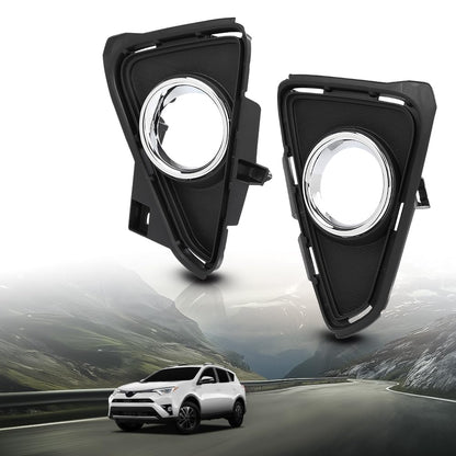 G-PLUS Fog Light Trim Set 2Pcs LH and RH Chrome Trim Compatible with Toyota RAV4 2016-2018 520300R030, 520400R030
