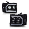 G-PLUS LED Tube Projector Headlights Assembly Compatible with GMC Sierra 1500 2007-2013/Fit GMC Sierra 2500 HD 3500 HD 2007-2014 Headlamps Clear Lens Black Housing Clear Reflector,faros delanteros