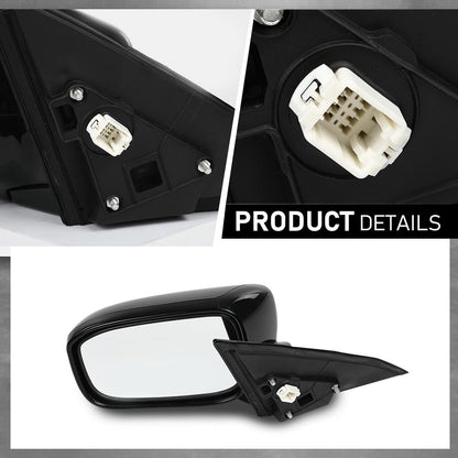 G-PLUS Power Mirror Left Driver Side Compatible with Honda Accord Sedan 4-Door 2003-2007 Manual Folding 3-Pin HO1320152 76250SDAA13ZA Glossy Black