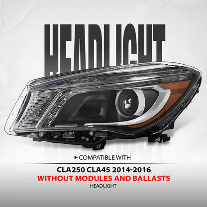 G-PLUS Headlight Left Side Assembly Compatible with Benz CLA250 CLA45 2014 2015 2016 without modules and ballasts 1179065500, MB2502224 Black