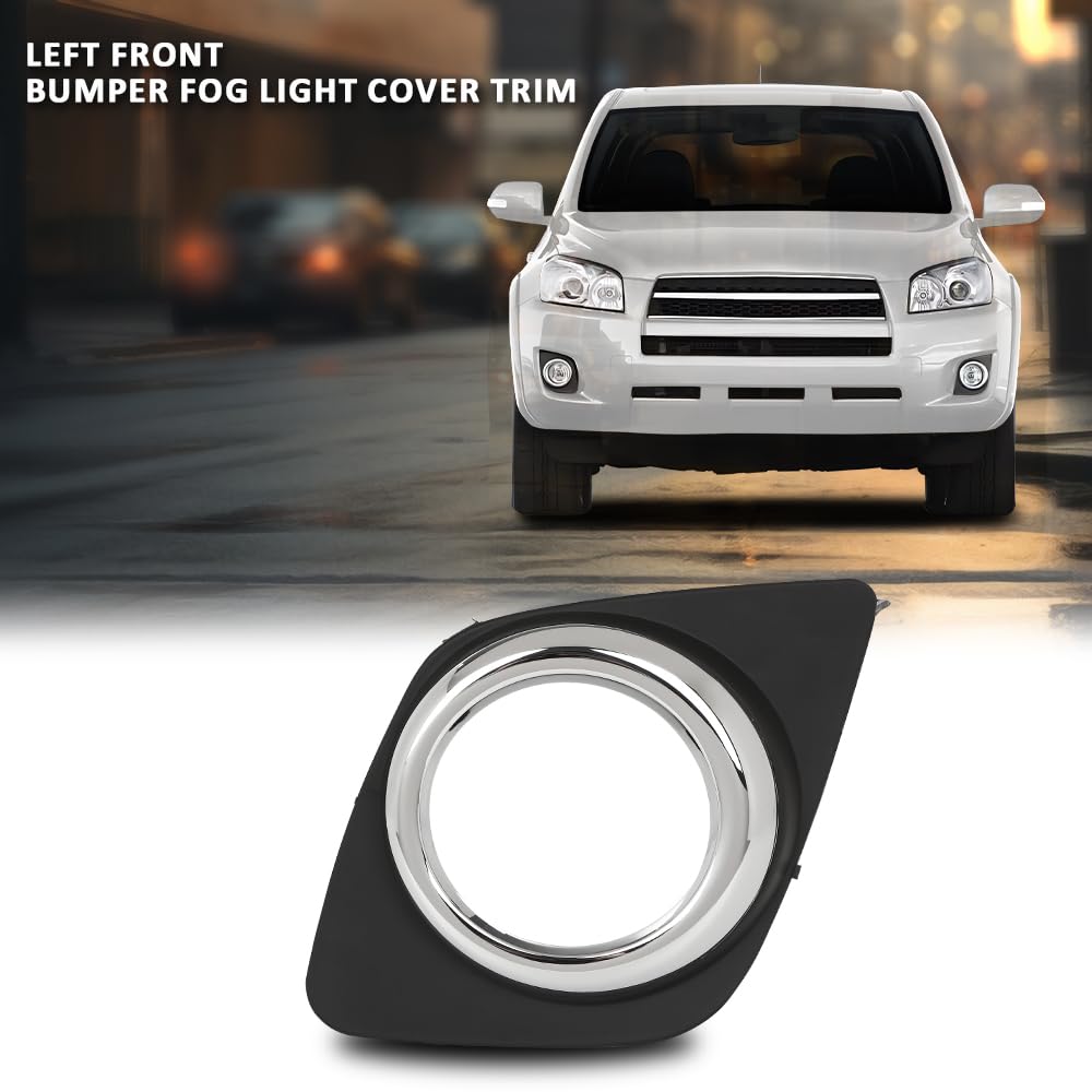 G-PLUS Left Front Bumper Fog Light Cover Trim Compatible with Toyota RAV4 2009-2013 521280R040, 521280R010