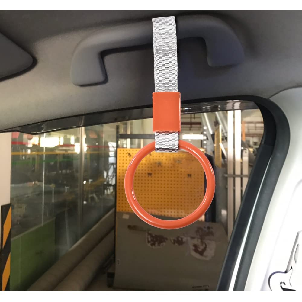 G-PLUS JDM Tsurikawa Ring Round Subway Train Bus Car Handle Hand Straps Drift Charm,Rear Bumper Warning Ring (Orange)