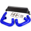 Twin Intercooler + Blue Hose Kit Black Compatible With VW VOLKSWAGEN Golf R GTI MK7 Upgrade