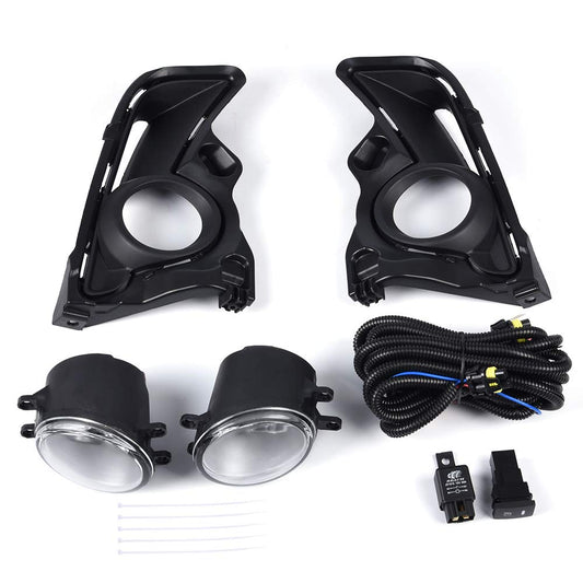 G-PLUS Front Fog Lights Assembly Replacement For 2017-2019 Toyota Highlander Clear Driving Fog Lamps W/Bulbs+Switch+Wire Kit