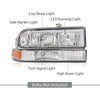 G-PLUS LED Headlights Front Headlamps Fit Chevy Blazer 1998-2005, Fit Chevy S10 Pickup 1998-2004 with Bumper Lights Clear Lens Chrome Housing Amber Reflector,faros delanteros Assembly