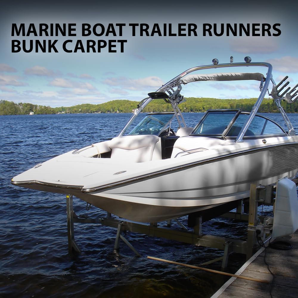 G-PLUS 12" x 100ft Ribbed Bunk Carpet Marine Boat Trailer Runners Outdoor Fit for Boat Trailer Runners Black