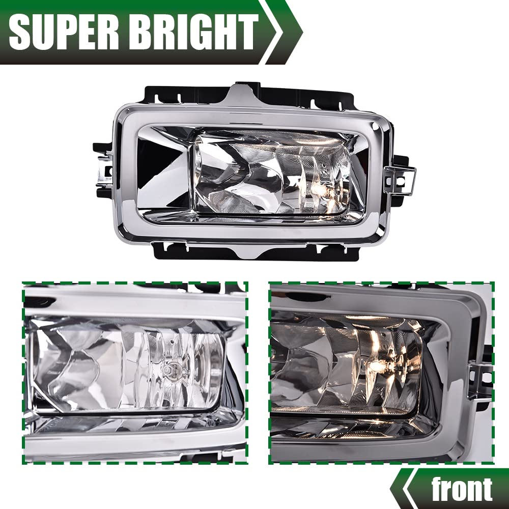G-PLUS Fog Light Compatible With 2013-2015 Chevy Silverado,OE Style Front Fog Lamp Bezel Cover Shell,A Pair