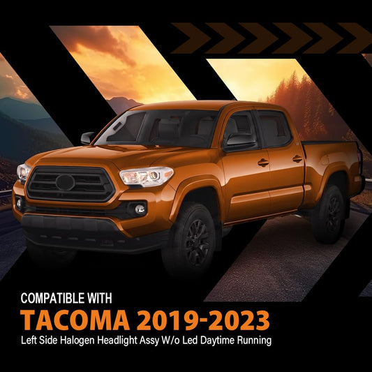 G-PLUS Headlight Assembly Left Side w/o LED Daytime Running Light Compatible with Toyota Tacoma 2016-2018 Fit Models Without Factory LED Daytime Running Light Only White