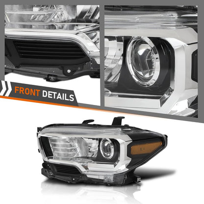 G-PLUS Headlight Assembly Left Side w/o LED Daytime Running Compatible with Toyota Tacoma 2016-2017 OEM Fit No Modification Needed White