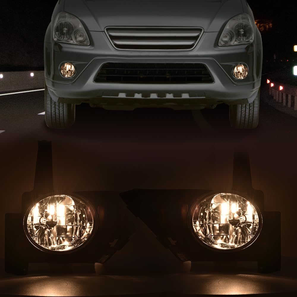 G-PLUS Pair Bumper Fog Lights Compatible with Honda CR-V models only 2005-2006 Driver & Passenger Side Fog Lamps Assemblies Clear Bumper Driving Fog Lights HO2591104