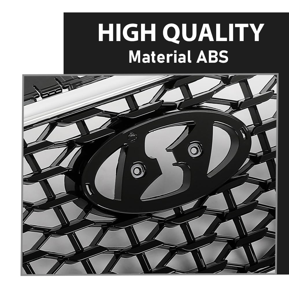 G-PLUS Front Bumper Upper Grille Grill Compatible with Hyundai Sonata 2015 2016 2017 w/o Radar Hole Chrome & Black