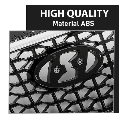 G-PLUS Front Bumper Upper Grille Grill Compatible with Hyundai Sonata 2015 2016 2017 w/o Radar Hole Chrome & Black