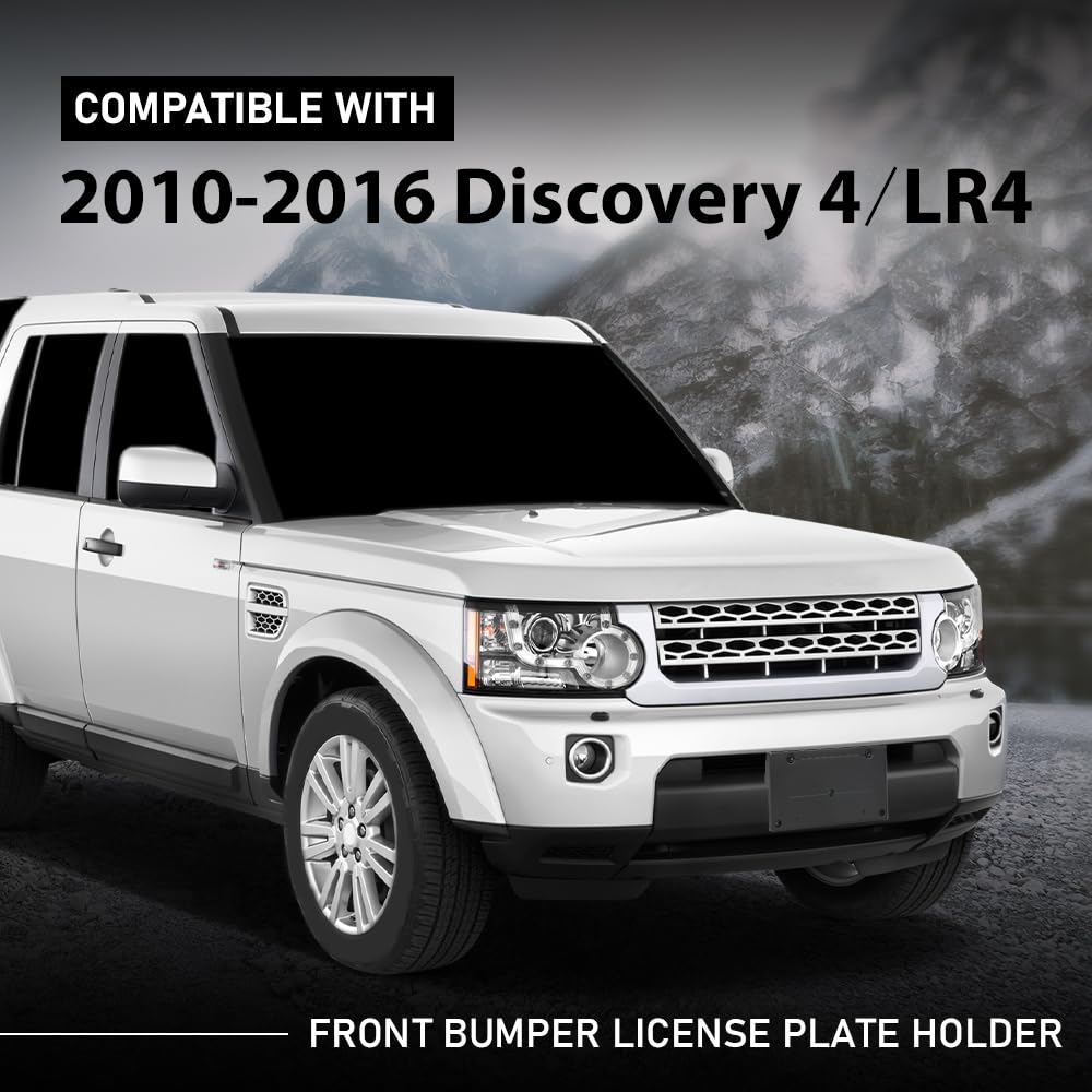 G-PLUS Front Bumper License Plate Holder Mounting Bracket Compatible with Discovery 4 / LR4 2010-2016 Black