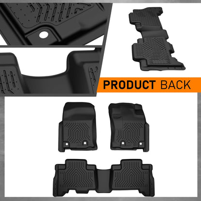 G-PLUS Floor Mats Compatible with Toyota Tacoma 2016-2023 Double Cab (Only Fit Automatic, Not Fit Vehicles with Vinyl Flooring), TPE Custom Fit All Weather Front & 2nd Row Floor Liners