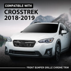 G-PLUS Front Bumper Grille Compatible with Subaru Crosstrek 2018-2020 Black Chrome Front View