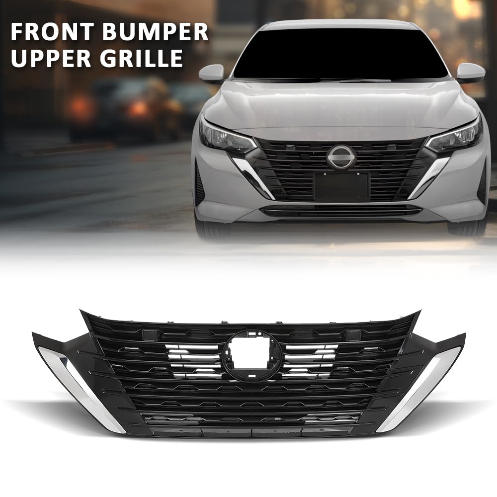 G-PLUS Front Bumper Upper Grille Compatible with Nissan Sentra S SV 2024-2025 62310-6LY0A, 623106LY0A