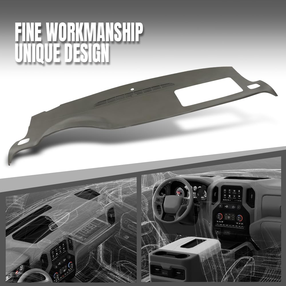 G-PLUS TPE Molded Dash Cover Cap Overlay Compatible with Chevy Silverado 1500 2500HD 3500HD (LTZ Only) 2007-2013, Fit GMC Sierra (SLT/Denali Only) 2007-2013 Beige