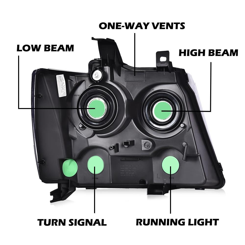 G-PLUS Headlights Assembly Compatible with Chevy Tahoe Subarban Avalanche 2007-2014 Set Pair Bumper Corner Headlamps Left & Right Clear Lens Chrome Housing Clear Reflector,faros delanteros