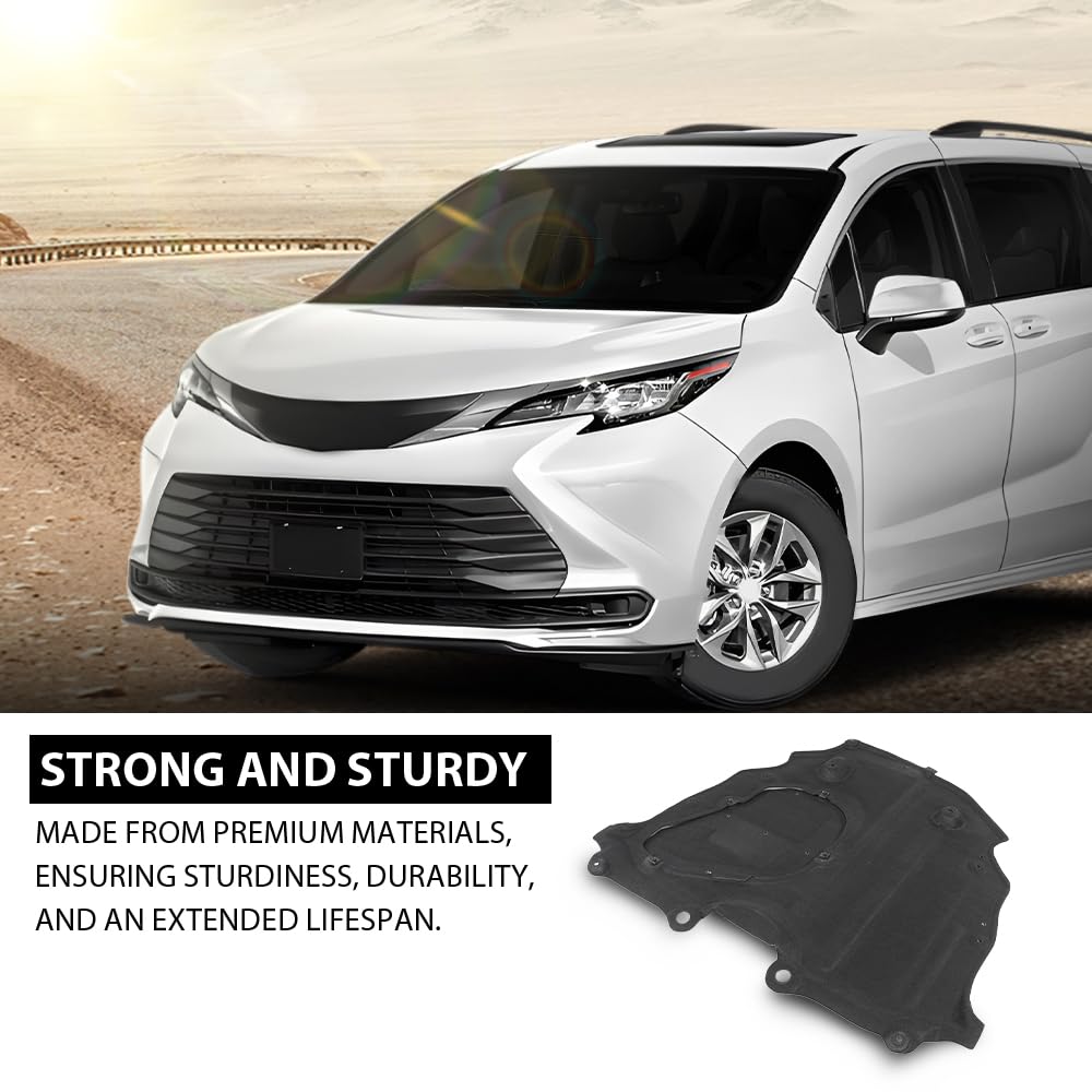 G-PLUS 1PC Black Rear Engine Splash Shields Compatible with Toyota Sienna Woodland Edition 2022 Toyota Sienna 2021-2022 TO1228283, 5142008030, 51420-08030, 51420 08030