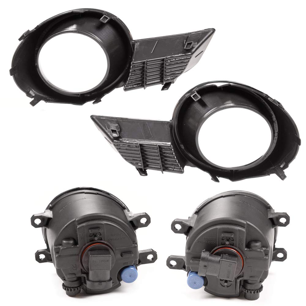 G-PLUS Front Fog Lights Assembly Compatible With 2008-2010 Toyota Highlander Clear Driving Fog Lamps W/Bulbs+Switch+Chrome Bezels Kit