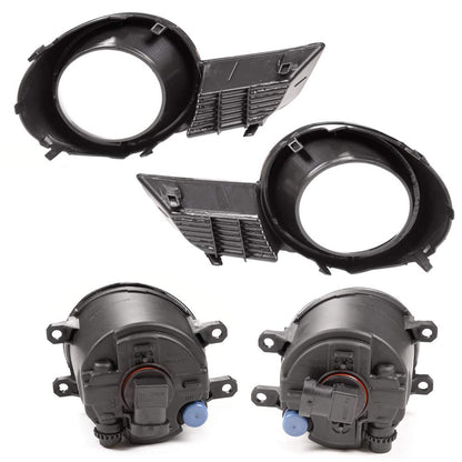 G-PLUS Front Fog Lights Assembly Compatible With 2008-2010 Toyota Highlander Clear Driving Fog Lamps W/Bulbs+Switch+Chrome Bezels Kit