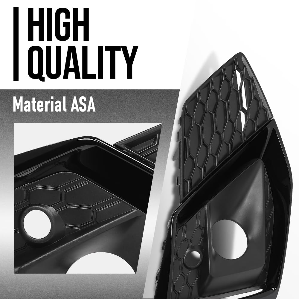 G-PLUS Front Bumper Fog Light Cover Compatible with Audi S5 Sportback / S5 / A5 Sportback / A5 2020 2021 2022 2023 8W6807681T3Q7, 8W6807682T3Q7 Black