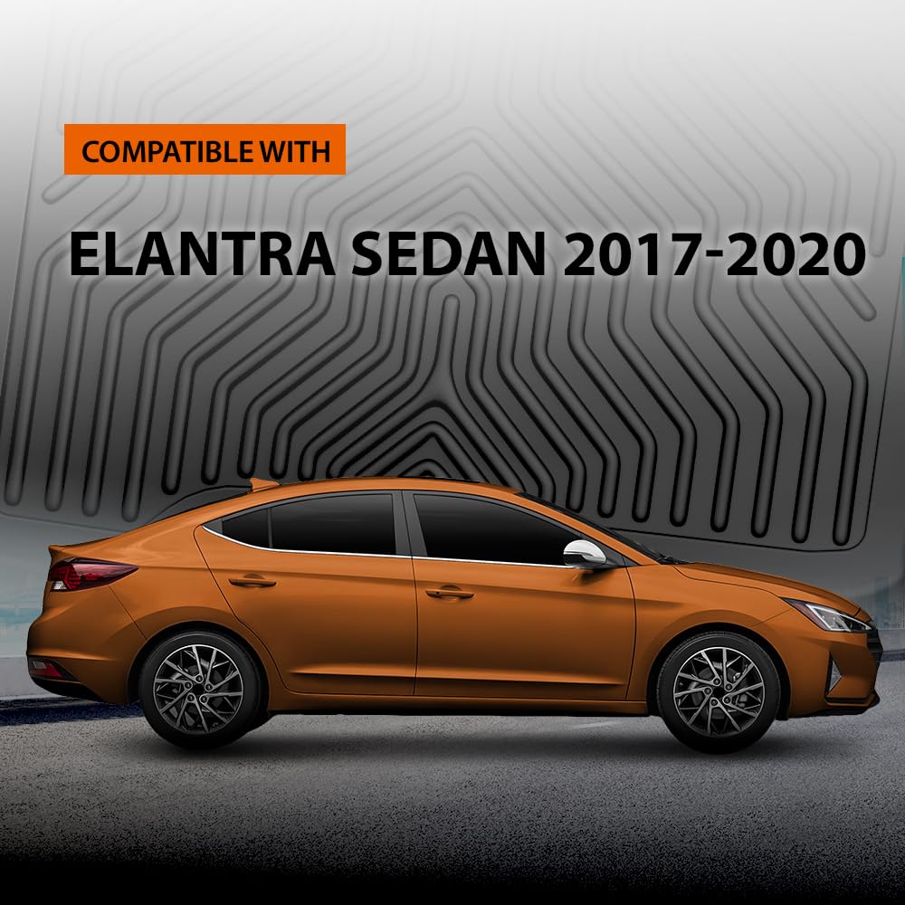 G-PLUS TPE Floor Mats Fit Hyundai Elantra Sedan 2017-2020 1st & 2nd Row Truck Accessories Cargo Liners All Weather Protection 3pcs Black Alfombras para Carro