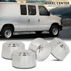 G-PLUS Wheel Hub Caps for Ford F250 F350 E150 E250 E350 E450 1995-2008 Chrome Side View