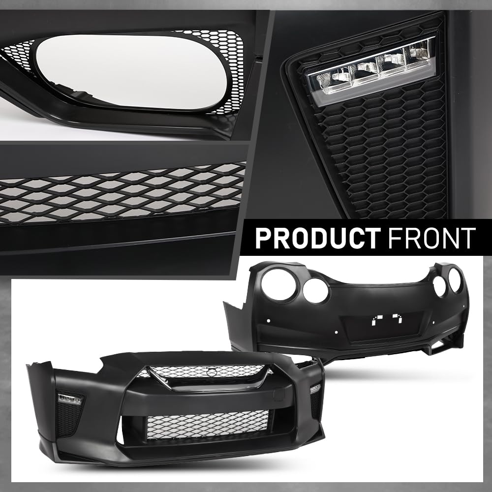 G-PLUS Front Rear Lip Bumper Guard Skid Kit Compatible with Nissan GTR R35 2009-2022, FEA0M-6AVMA, FBM226AV0H, Black