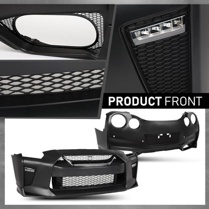 G-PLUS Front Rear Lip Bumper Guard Skid Kit Compatible with Nissan GTR R35 2009-2022, FEA0M-6AVMA, FBM226AV0H, Black