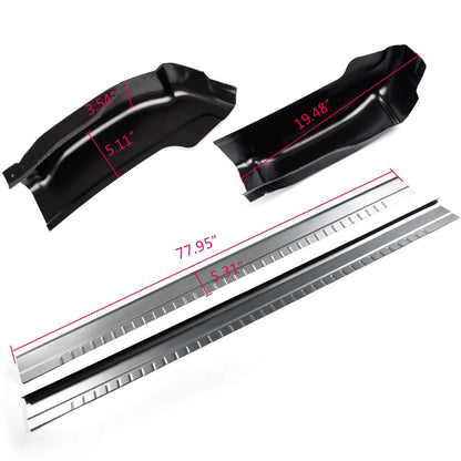 Replacement For Chevy Silverado GMC Sierra 1999-2007 4 Door Extended Cab Inner & Outer Rocker Panels Protector And Cab Corners Kit Replacement 1 Pair
