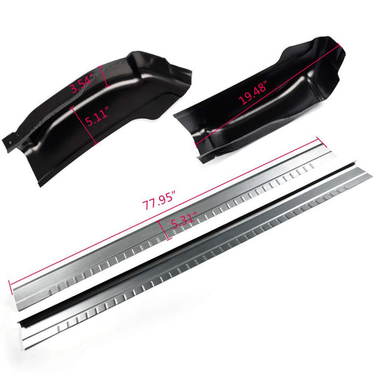 Replacement For Chevy Silverado GMC Sierra 1999-2007 4 Door Extended Cab Inner & Outer Rocker Panels Protector And Cab Corners Kit Replacement 1 Pair