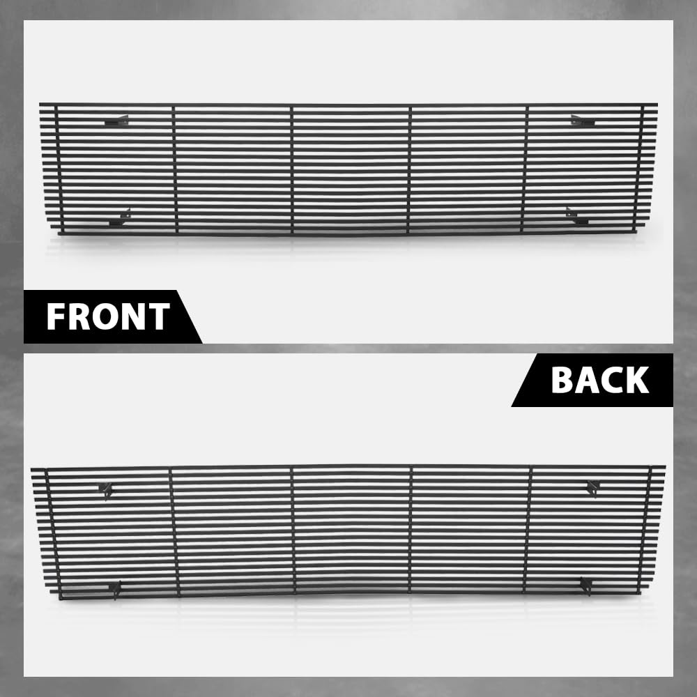G-PLUS Front Bumper Billet Grille Stainless Compatible with Chevy Blazer Suburban C/K Pickup 1973-1980, Fit GMC C/K Pickup Suburban 1973-1980 Black Grill
