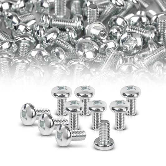 G-PLUS 100 License Plate Screws Compatible with Mercedes Benz/Audi/Japanese | 6mm x 12mm, #2136 Silver