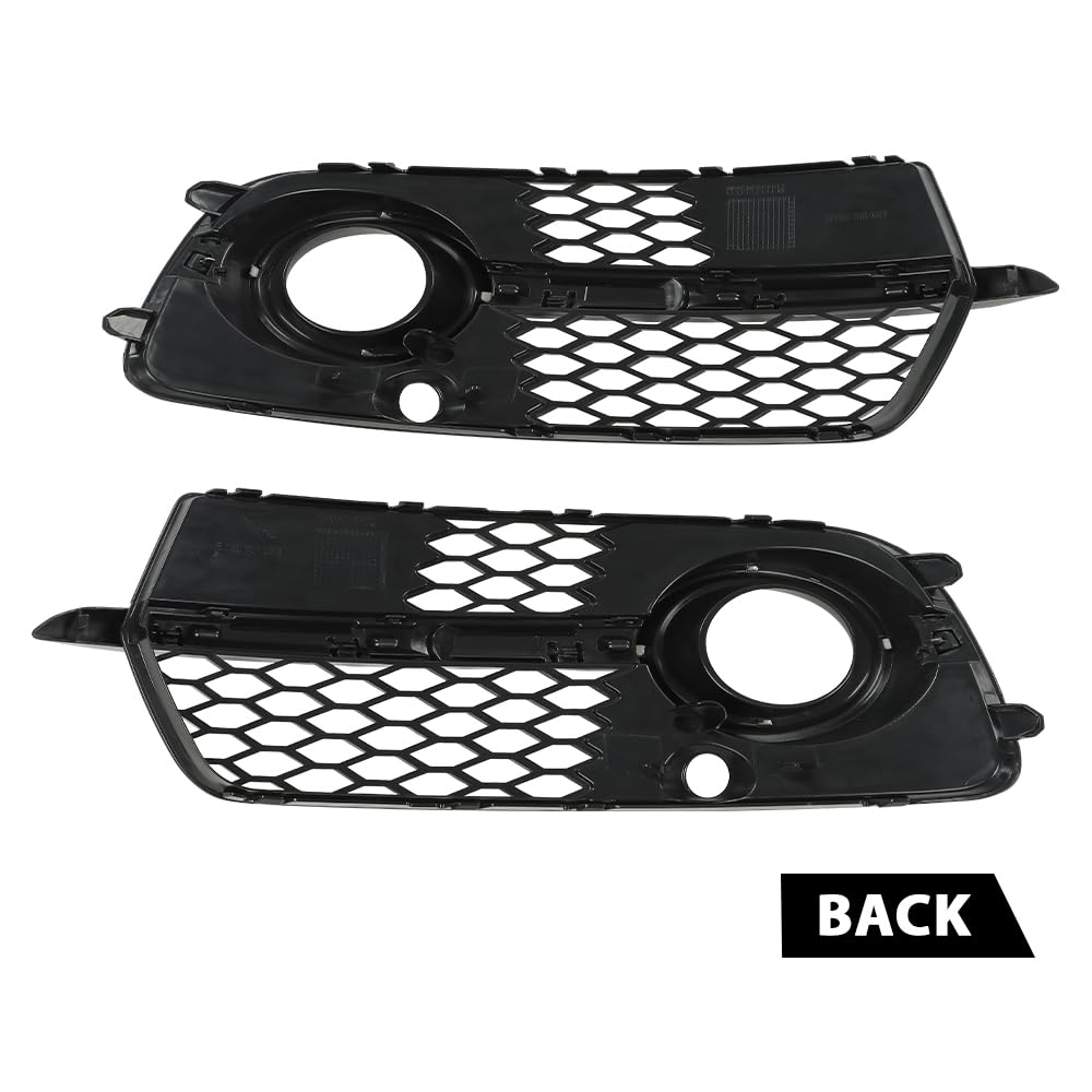 G-PLUS Front Bumper Fog Light Grill Grille Cover Painted with Silver Ring Compatible with Audi SQ5 2013-2017/Fit Audi Q5 S-Line 2013-2017 8R0807681M, 8R0807682J
