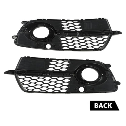 G-PLUS Front Bumper Fog Light Grill Grille Cover Painted with Silver Ring Compatible with Audi SQ5 2013-2017/Fit Audi Q5 S-Line 2013-2017 8R0807681M, 8R0807682J