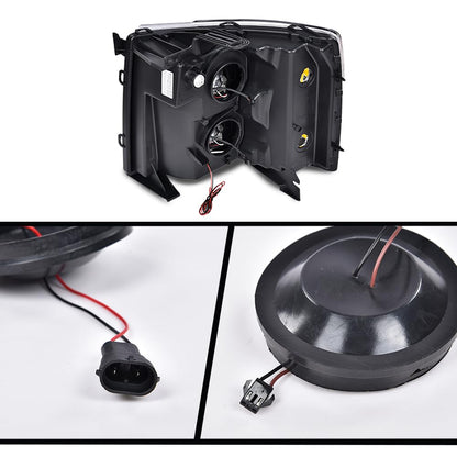 G-PLUS LED Tube Dual Projector Headlights Assembly,Fit Chevy Silverado 1500 2007-2013/Fit Silverado 2500 3500 & HD 2007-2014,Clear Lens Chrome Housing Clear Reflector,faros delanteros