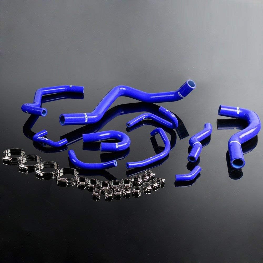 G-PLUS Silicone Radiator Hose Kit w/Clamps Compatible with Honda Civic/CRX EE EF/CR-X Base/DX/HF/Si 1988-1991 (Blue 10 PCS)