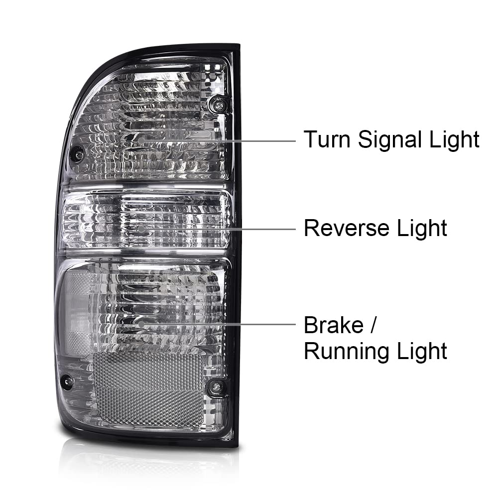 G-PLUS Tail Lights Assembly Rear Lamps Fit For Toyota Tacoma 2001 2002 2003 2004,81560-04060 81550-04060 Chrome Housing Smoke Lens Driver & Passenger Side Luces Traseras, Faros Traseros