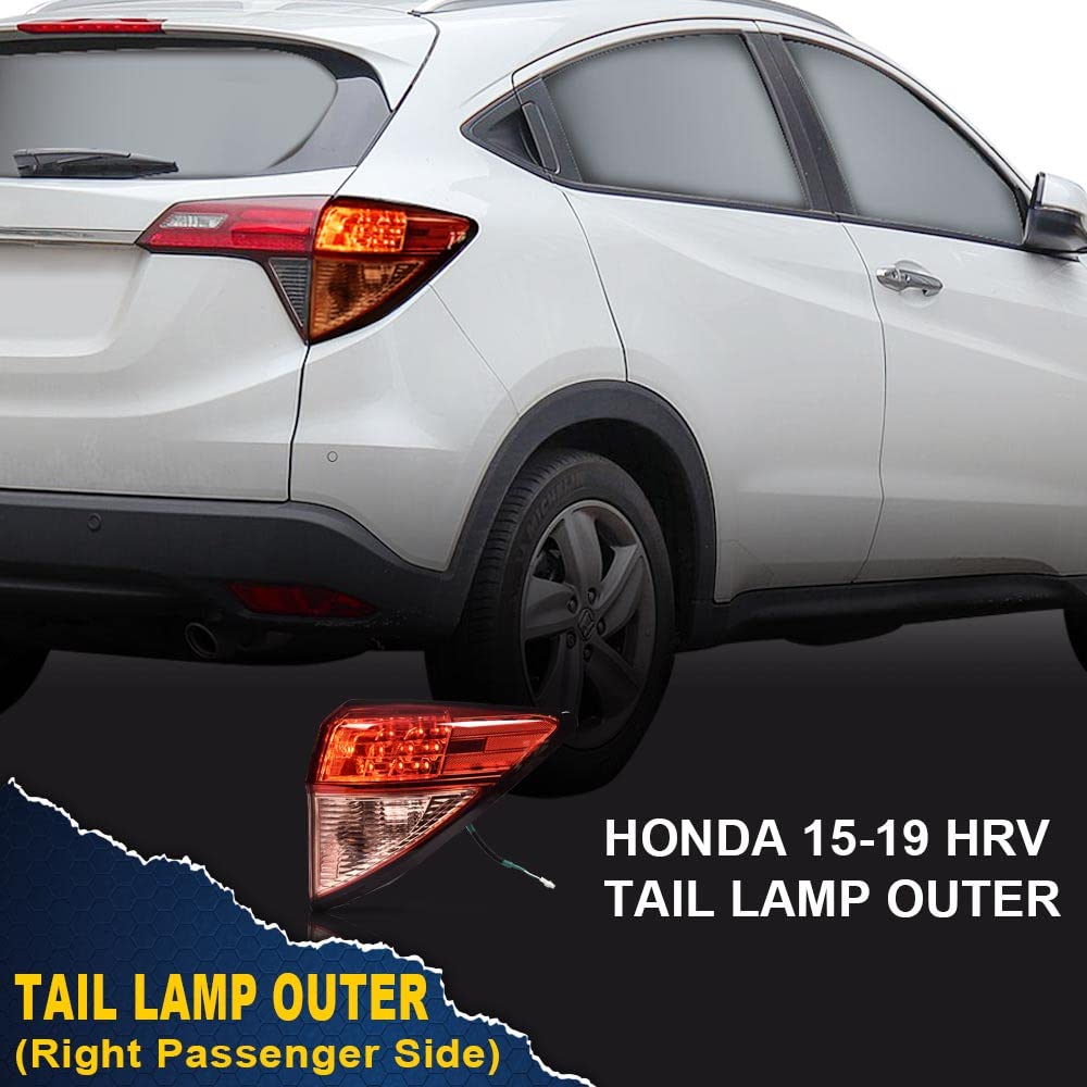 G-PLUS Tail Light Fit 2016 2017 2018 Honda HR-V EX/LX/EX-L Sport Utility 4-Door Sedan,(NOT Have the Side Light),Automotive Outer Brake Rear Lamp,Passenger Side (Right) Luces TraserasAssembly