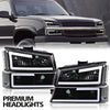 G-PLUS Headlights Assembly Fit Avalanche/Silverado 1500 2500 HD 3500 2003-2006,Fit Silverado 1500 2500 3500 Classic 2007,Clear Lens Black Housing Clear ReflectorBumper Headlamps,faros delanteros