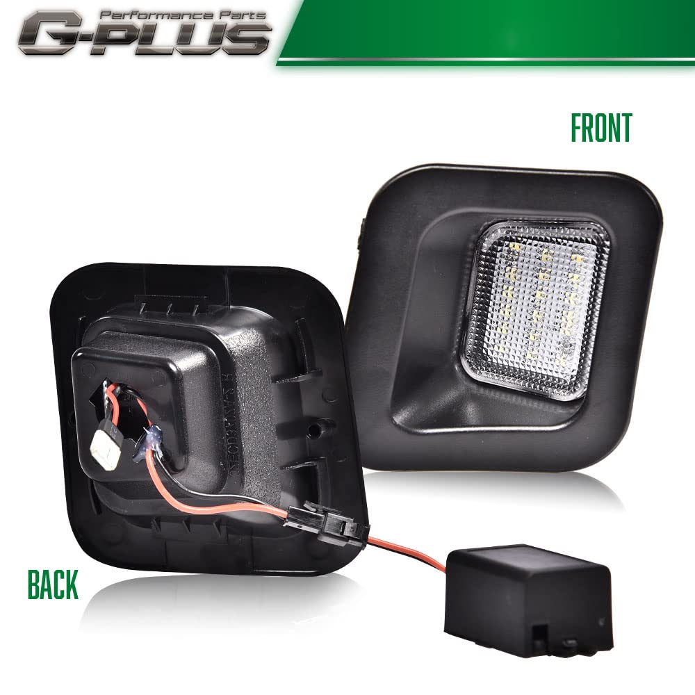 G-PLUS LED License Plate Light Compatible With 03-18 Dodge Ram 1500 2500 3500 Truck Built-in Resistor,Full Housing A Pair Replacement (Clear Lens)