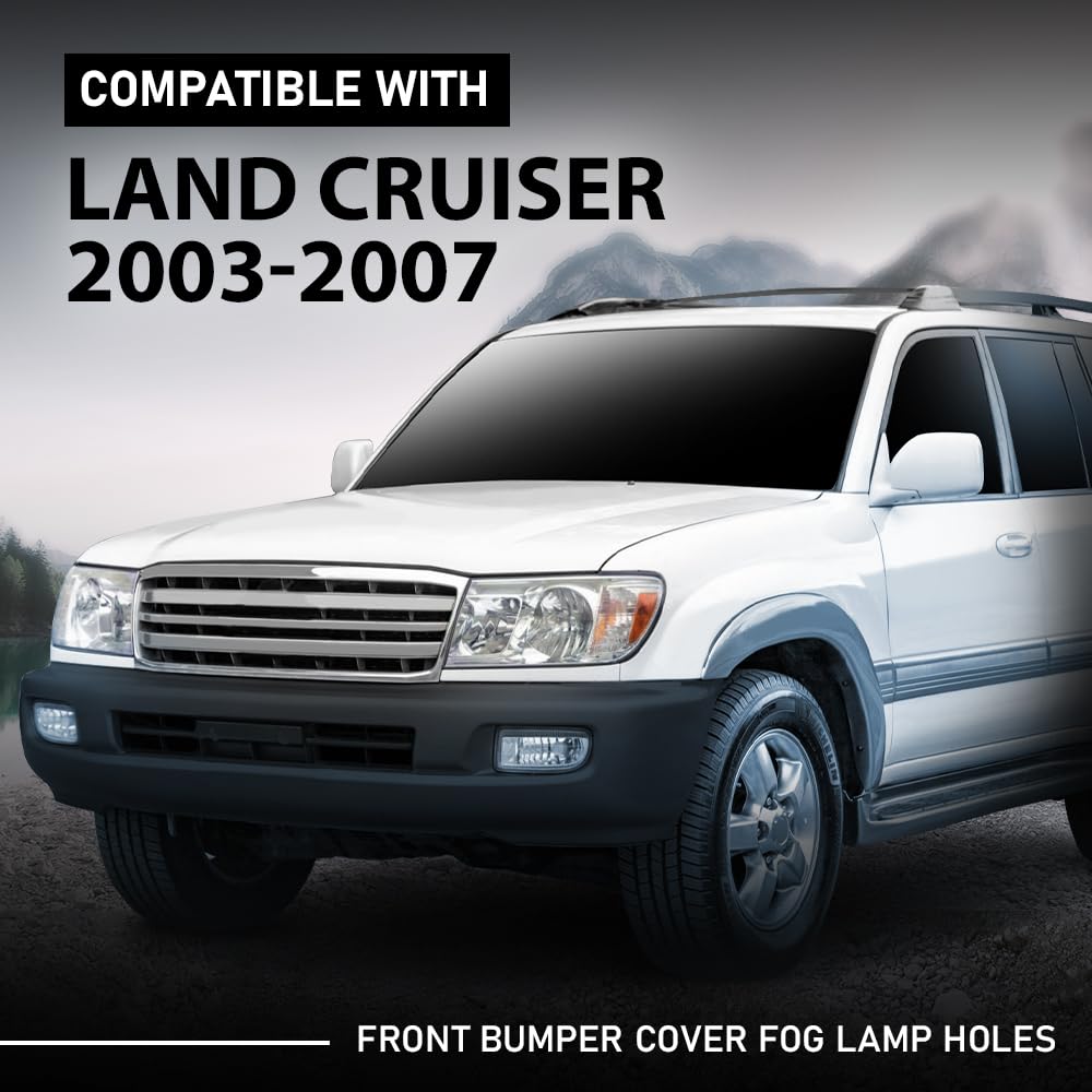 G-PLUS Front Bumper Cover Fog Lamp Holes Primed Compatible with Toyota Land Cruiser Base 2003-2007 5211960918, TO1000267