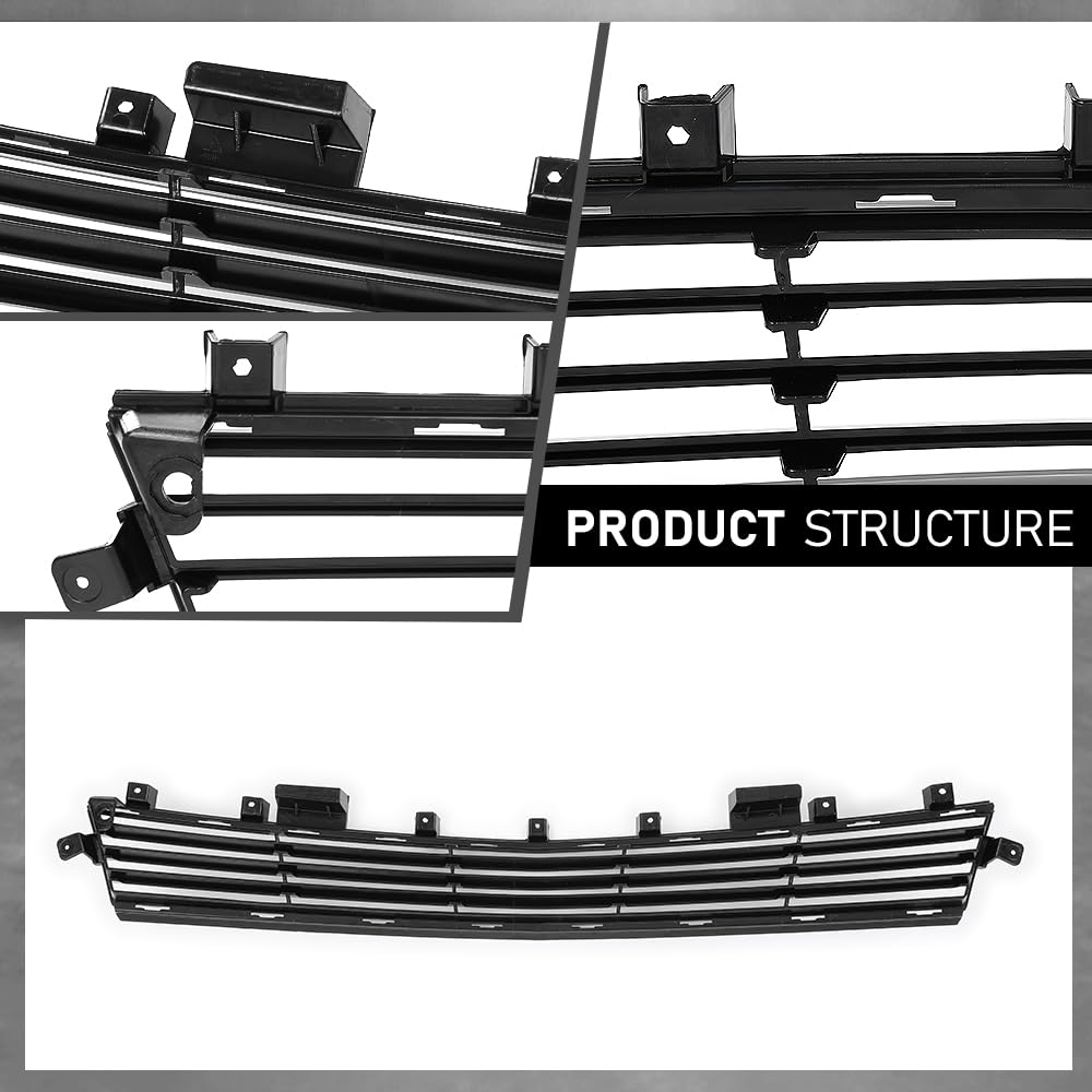 G-PLUS Front Bumper Lower Bottom Grille Compatible with Cadillac XTS 4-Door 3.6L 2018-2019 84111709, 8411-1709 Gloss Black