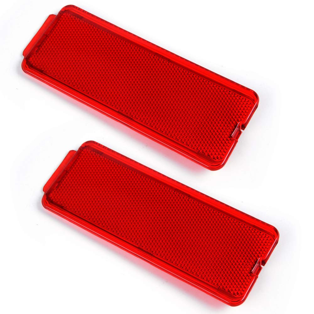 2 PCS Red Premium Interior Front Rear Door Entry Light Reflector Panels Compatible With Ford Super Duty F250 F350 F450 F550 1999-2007 / Excursion 2000-2005